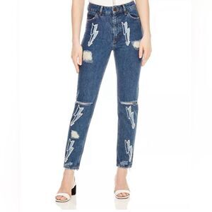 Sandro Jeans size 36 high waist lightening inserts